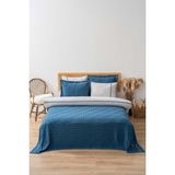 Helen Petrol Mavi Çift Kişilik %100 Pamuklu Nevresimli Yatak Örtüsü - 7 Parça Çeyiz Seti - 200 x 220 cm