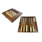 Helena Wood Art Eko Klasik El Yapımı Ahşap Tavla ve Satranç Seti, 49x25 cm, Şimşir Pullar