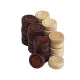 Helena Wood Art El Yapımı Şimşir Mini Tavla Pulu 19mm, 30 Adet Set (15 Açık + 15 Koyu)