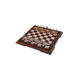 Helena Wood Art Flat Ayaklı Ceviz Satranç Takımı | Metal Figürlü