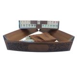 Helena Wood Art Geyik Motifli Oymalı Oval Okey Takımı