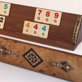 Helena Wood Art Kardelen Mozaikli Mazel El Yapımı Masif Ahşap Okey Takımı