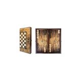 Helena Wood Art Klasik El Yapımı Ahşap Tavla Seti Büyük Boy, 50x25 cm, Masif Ahşap Çerçeve, Ahşap Mozaik İşlemeli