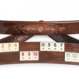 Helena Wood Art Mozaik İşlemeli Masif Ahşap Okey Seti Oval Takımı Gül