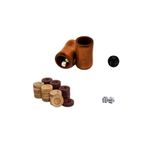 Helena Wood Art Tavla Aksesuar Seti - Hepsi Bir Arada 35 mm Şimşir Pul, Ahşap Zar Fincanı ve Zarlar