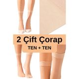 Heleni Kadın Ten Fit 15 İnce Parlak 2'li Tül Soket Çorap - 36 - 41