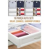 Helen's Home 16 Parça Dolap Içi ve Çekmece Içi Düzenleyici Organizer Giysi, Çorap Saklama Kutu Seti - 02 - Gri