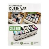 Helen's Home 2'li Set 11 Gözlü Çekmece İçi Akordiyon Düzenleyici Çorap İç Çamaşırı Organizeri M 40x16x12 cm