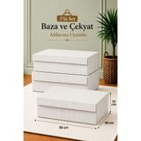 Helen's Home 3'lü Kapaklı Kutu Hurç, Katlanabilir Baza Altı Ve Çekyat Hurcu 50x40x19 Cm