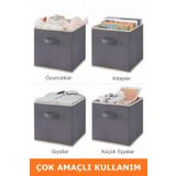 Helen's Home 4'lü Kapaksız Saklama Kutusu Sepet Organizer Dolap Içi Çamaşır Oyuncak Düzenleyici 30x30x30 Cm