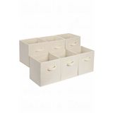 Helen's Home Bej 6'lı Kapaksız Saklama Kutusu Sepet Organizer Dolap Içi Çamaşır Oyuncak Düzenleyici 30x30x30cm