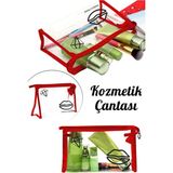 Helen's Home Valiz Bavul Içi Düzenleyici Şeffaf Kozmetik Çantası Kırmızı - Beyaz