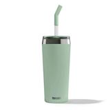 Helia Çelik Termos, 0,6 L, Yeşil, Cam Pipetli, 24 Saat Yalıtımlı