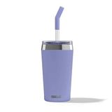 Helia Termal Bardak, 0,45L, Çift Cidarlı Çelik, Cam Pipetli, Mavi