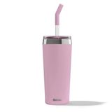 Helia Termos, 0.6L, Çift Cidarlı Paslanmaz Çelik, Cam Pipetli, 24 Saat Yalıtım, Pembe