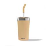 Helia Termos Bardak, 0,45L, Çift Cidarlı Çelik, Cam Pipetli, Somon Renk