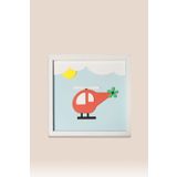 Helikopter Temalı Katmanlı Mdf - Çocuk ve Bebek Odası Duvar Tablosu 33x33x2.5 Cm
