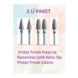 Helios 5 li karışık set Çelik Protez Tırnak Freze Uçları Paslanmaz alıcı Oje Protez Çıkarıcı