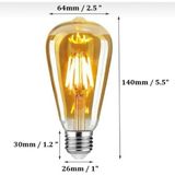 Helios Rustik LED Ampül E27 Duy Armut Tipi ST64 Model 4W 2500K Sarı Işık Renkli Enerji Verimli