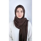 Helium Scarves Kahverengi Pamuklu Piliseli Pratik Penye Şal Hijab Kadın Tesettür