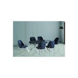 Hella Serisi 80x160 Lak Panel Siyah Mermer Desen Krom Ayak Masa Takımı 6 Antrasit Sandalye STLHL01