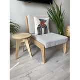 Helle Huş Ağacı Yuvarlak Tekli Plywood Sehpa – Doğal Ahşap, Modern Tasarım Yan Sehpa