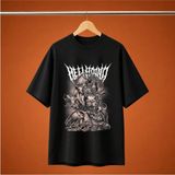Hellhound Saldirgan Kurt Oversize Unisex Tisort - Siyah - XL
