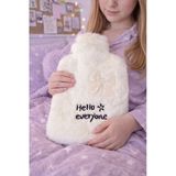 Hello Everyone Yazılı Kurdeleli Peluş Sıcak Su Torbası 1 Lt Beyaz