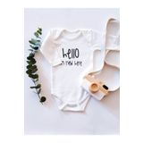 Hello I'm New Here Uzun Kol Organik Baskı Bebek Body 2762-LMNN