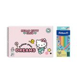 Hello Kitty 17x25 Spiralli Resim Defteri - Pelikan Pastel Renkler 12li Kuru Boya 2'li Set 2