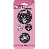 Hello Kıtty 4'lü Rozet Karışık Boy Kuromi Desenli 3063006-01