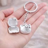 Hello Kitty Açılabilir Kedi Figürlü Anahtarlık – 3 Cm Kapaklı Tasarım – Gümüş Renk