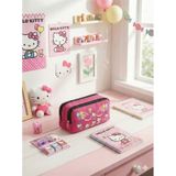 Hello Kitty Baskılı Çift Bölmeli Pembe Kız Çocuk Okul Kalemliği Pembe