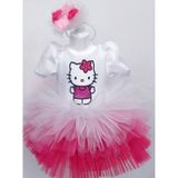 Hello Kitty Baskılı Kız Çocuk Bebek Doğumgünü Elbise Parti Kostüm