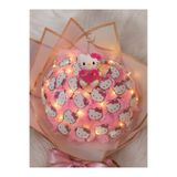 hello kitty Buketi pembe 30'lu Kedili Işıklı (LEDLİ) sevgiliye hediye büyük boy inci30lu kitty