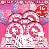 HELLO KİTTY DOĞUM GÜNÜ PARTİ MALZEMELERİ SÜSLERİ SETİ 16 KİŞİLİK