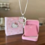 Hello Kitty Figür Gümüş Renk Bijuteri Kolye Zarif Ve Şık Tasarım Kadın & Çocuklara Özel Hediye
