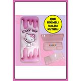 Hello Kitty Figürlü Çok Bölmeli Plastik Kalemlik Kalem Kutusu - Renkli - standart