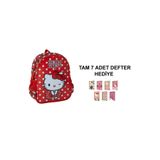 Hello Kitty Kırmızı Anaokulu Kız Çocuk Sırt Çantası (7 adet DEFTER HEDİYE)