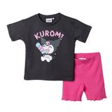 Hello Kitty Kız Bebek Lisans Tişört-Pantolon Bebe Yaka Short Sleeve Reçme - Antrasit