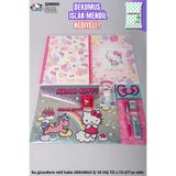 Hello Kitty Lisanslı 8 Parça Kırtasiye Seti, Karelı ve Çizgili A4 Defter, Islak Mendil Hediyeli