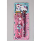 Hello Kitty LİSANSLI HELLO KITTY 5'Lİ KIRTASİYE SETİ CETVEL, 2 ADET KURŞUN KALEM,SİLGİ VE KALEMTRAŞ