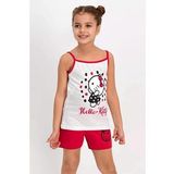Hello Kitty Lisanslı Krem İnce Askılı Kız Çocuk Şort Takım