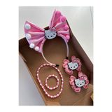 Hello Kitty Pembe Beyaz Taç Toka Kolye Bileklik Set