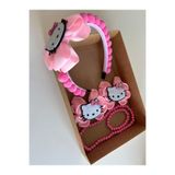 Hello Kitty Pembe Hello Kitty Taç Toka Kolye Bileklik set