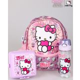 Hello Kitty TEK BÖLMELİ KÜÇÜK BOY 32 CM ANAOKUL ÇANTASI ,BESLENME KABI VE TRITAN MATARA SETİ