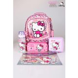 Hello Kitty Tek Bölmeli Küçük Boy 32 Cm Anaokul Çantası Ve Kalem Çantası Seti,matara,beslenme Kabı,çıtçıt Dosya