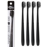 hello Kömür, yumuşak diş fırçası, aktif kömür, sürdürülebilir bambu, BPA içermez, bitki bazlı malzemelerden üretilmiştir, 4 paket