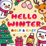 Hello Winter: Bold and Easy Coloring Book for Adults and Teens Featuring Cute Characters and Relaxing Holiday Activity
