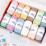 Hello%100 Pamuk İp Seti – 12 x 25g Pastel Renk Yumak, Örgü, Tığ İşi, Amigurumi ve Punch İçin El İşi İpi